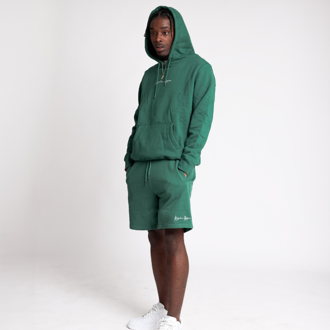 Kayalim Regime Embroidered Script Logo Hoodie/Short Set